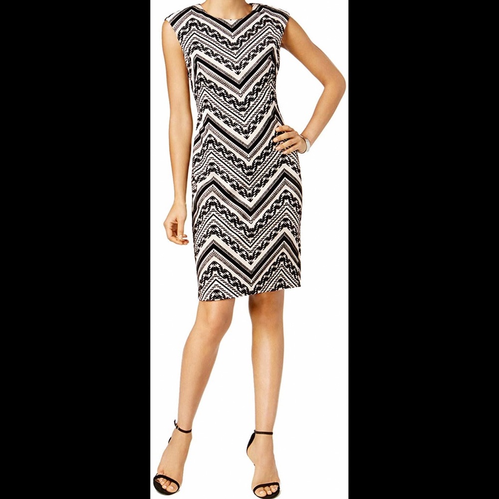 Vince Camuto Patterned Bodycon Black and White Dress SZ 8